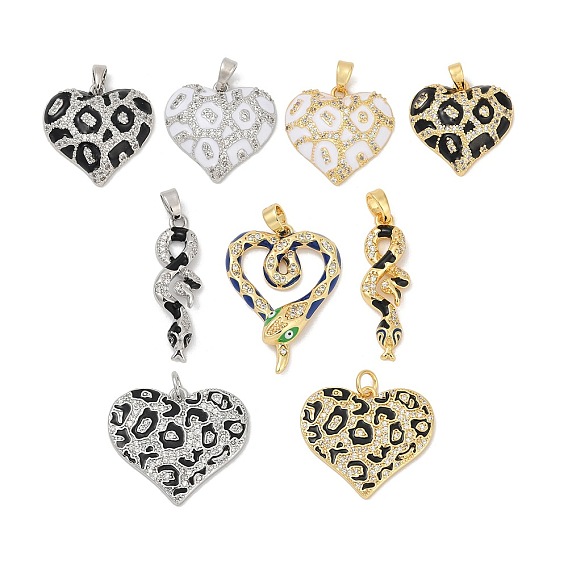 Латунные микро проложить кубического циркония подвески, с эмалью