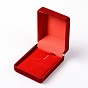 Rectangle Velvet Ring Jewelry Boxes, with Plastic, 7.8x6x3.7mm