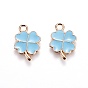 Alloy Enamel Pendants, Four Leaf Clover, Light Gold