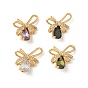 Латунные микро проложить кубического циркония подвески, бантом прелести, без никеля , реальный 18 k позолоченный