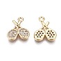 Sport Theme, Brass Micro Pave Clear Cubic Zirconia Charms, Tennis Racket