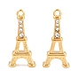 304 Colgantes de acero inoxidable y cristales de imitación, encantos de la torre Eiffel, revestimiento de iones (ip)