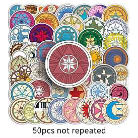 50Pcs Magic Circle PET Stickers, Self-adhesive Decals, for Suitcase, Skateboard, Refrigerator, Helmet