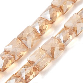 Стеклянные бусины с гальваническим покрытием , гальваническое покрытие, граненые, квадратный