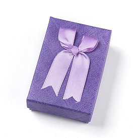 Boîtes d'ensemble de bijoux en carton, avec coussinet éponge à l'intérieur, rectangle