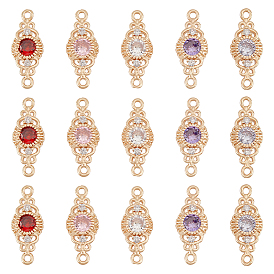 15 шт. 5 подвески-соединители из латуни с паве из кубического циркония, реальный 18 k позолоченный, ромбовидные звенья