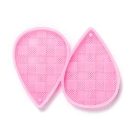 Moules en silicone de qualité alimentaire pendant, pour confection de boucles d'oreilles, outils de cuisson, pour la décoration de gâteau de bricolage, chocolat, moule à bonbons, goutte d'eau avec motif en grille