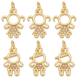 10 шт. 2 стили латунные микро-паве кубические циркониевые подвески, с целью перехода в кольце, человек