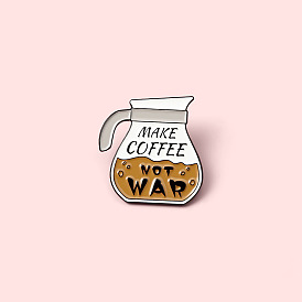 Quirky Coffee Lover Pin with Kettle Shape and Enamel Finish Badge