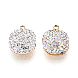 201 прелести нержавеющей стали, квадратный, с полимерной глиной горный хрусталь, реальный 18 k позолоченный