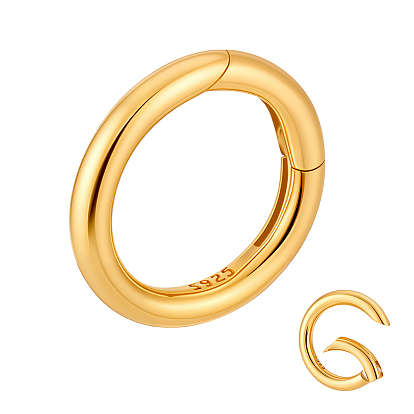 1pc 925 Кольца с пружинным затвором из стерлингового серебра, круглые кольца