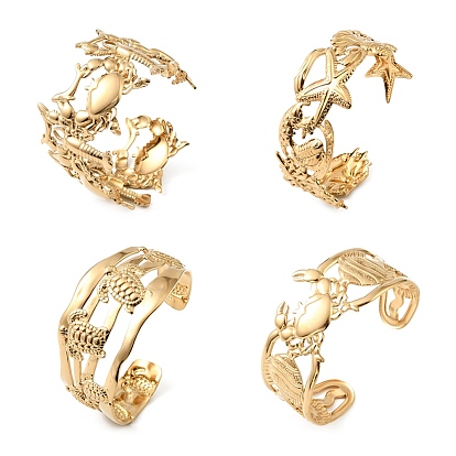 Морская тематика 304 Браслеты-манжеты из нержавеющей стали для женщин, золотые