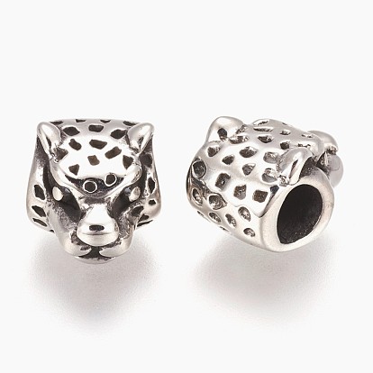 304 acier inoxydable perles européennes, Perles avec un grand trou   , leopard