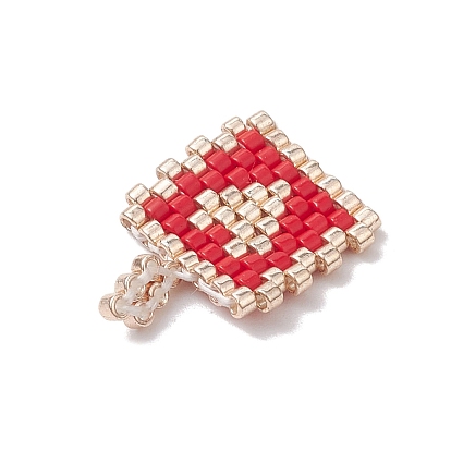 Handmade MIYUKI Round Rocailles Seed Beads, Loom Pattern, Rectangle with Heart