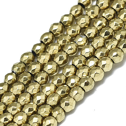 Electroplate Non-magnetic Synthetic Hematite Beads Strands, Barrel, Faceted
