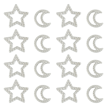 304 Stainless Steel Linking Rings, Moon/Star