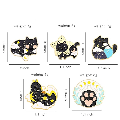 Cat Enamel Pin, Light Gold Alloy Animal Brooch for Backpack Clothes