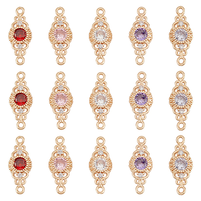 15 шт. 5 подвески-соединители из латуни с паве из кубического циркония, реальный 18 k позолоченный, ромбовидные звенья