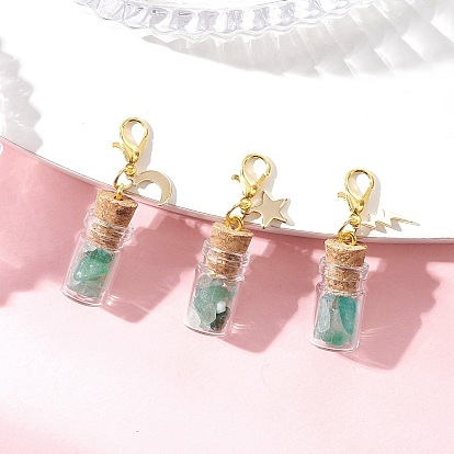 Кулон в виде бутылки с кристаллами натуральных и синтетических драгоценных камней, украшение для стеклянной бутылки с желанием, с подвесками из нержавеющей стали в виде звезд, луны и молний