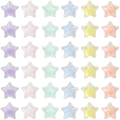 120 шт 6 цвета прозрачные акриловые бусины, бусина в бусине, граненые, звезда