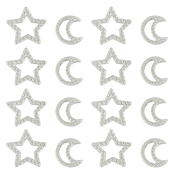 304 Stainless Steel Linking Rings, Moon/Star