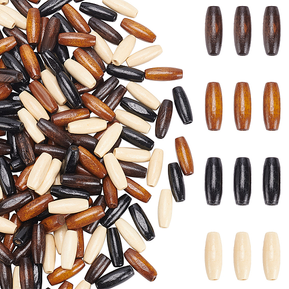 160шт 4 цвета натуральные бусины из клена, окрашенные, рисовые шарики