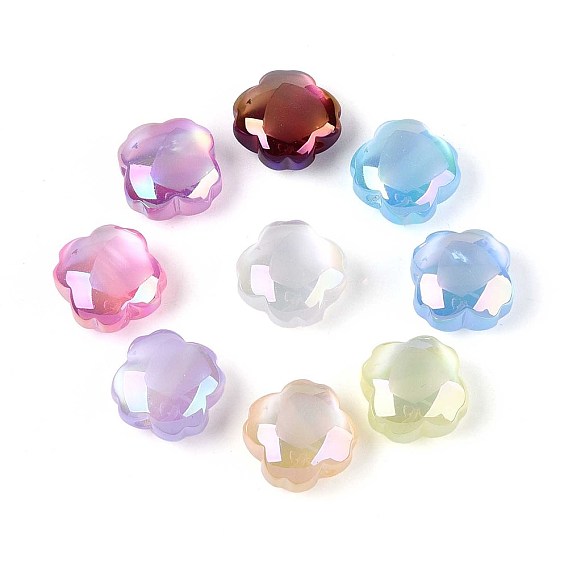 УФ-покрытие смоляные шарики, имитации кошачьего глаза , радужный, клевер, граненые