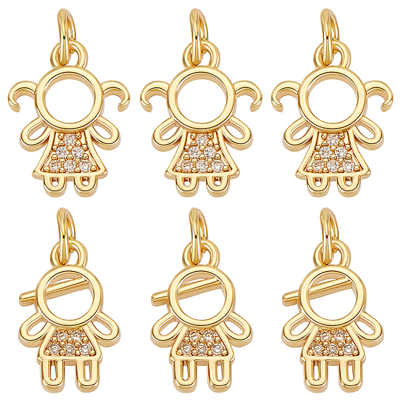 10 шт. 2 стили латунные микро-паве кубические циркониевые подвески, с целью перехода в кольце, человек