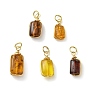 Подвески из натурального янтаря, обмотанного медной проволокой., прямоугольные подвески с 304 соединительными кольцами из нержавеющей стали