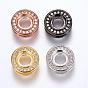 Brass Micro Pave Cubic Zirconia Cabochon Connector Open Back Settings, Flat Round