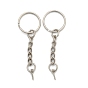Iron Split Key Rings, with Chains and Peg Bails, Keychain Clasp Findings, Inner Diameter: 20mm, 60x2.5mm