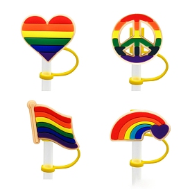 Pride/Rainbow Flag Straws Cover, Silicone Drinking Straws Cover