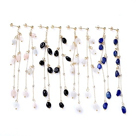 Серьга-гвоздик с подвесками из натурального камня, с серьгой из нержавеющей стали 304, медные кабельные цепи и гайки