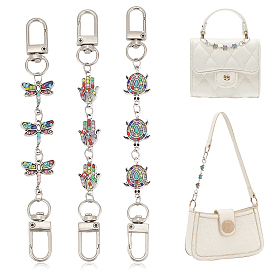 Удлинители ремешка для кошелька со звеньями из сплава эмали и страз, с поворотными застежками, стрекоза/морская черепаха/рука хамса