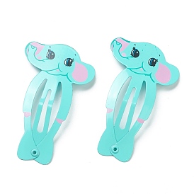 Cute Spray Painted Iron Snap Hair Clips, Elephant, for Childern