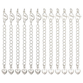 12шт 2 стили латунный удлинитель цепи, с застежкой омар