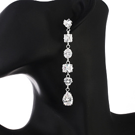 925 Silver Zircon Long Earrings - Elegant and Sparkling Women's Ear Accessories