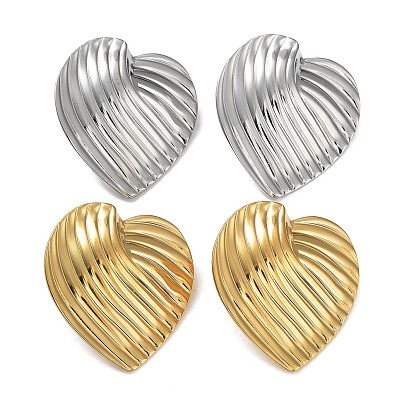 Ионное покрытие (IP) 304 серьги-гвоздики в форме сердца из нержавеющей стали для женщин