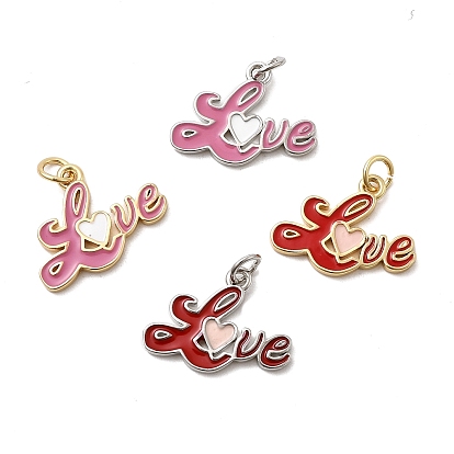 Латунь эмаль подвески, со словом любовь, стойки покрытие, долговечный, без кадмия и без свинца, настоящий 18k позолоченный/платиновый, с целью перехода в кольце