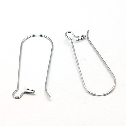 304 Stainless Steel Hoop Earrings Findings Kidney Ear Wires, 21 Gauge, 33x12.5mm, Pin: 0.7mm