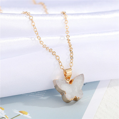 Resin Butterfly Pendant Necklace Animal Collarbone Chain Jewelry for Women