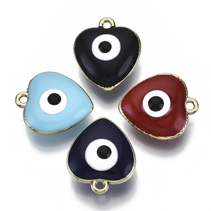 Подвески из эмали и сплава, без кадмия и без свинца, эмалированные блестки, сердце с сглаза, золотой свет