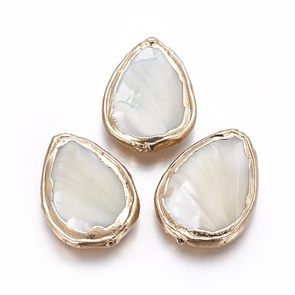 Стеклянные бусы, край позолоченный, капля