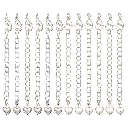 12шт 2 стили латунный удлинитель цепи, с застежкой омар