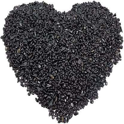 Natural Obsidian Chip Beads, No Hole/Undrilled