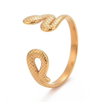Ion Plating(IP)304 Stainless Steel Snake Wrap Open Cuff Ring for Women