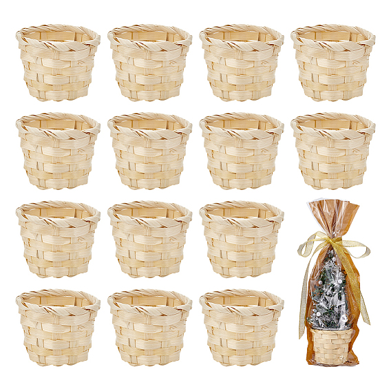 16шт. мини-корзинки из бамбука, аксессуары для домашнего кукольного домика с микро-ландшафтом, притворяясь опорными украшениями