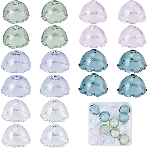 20шт 5цвета стеклянные бусины конус для изготовления колокольчиков, мульти-лепесток, цветок