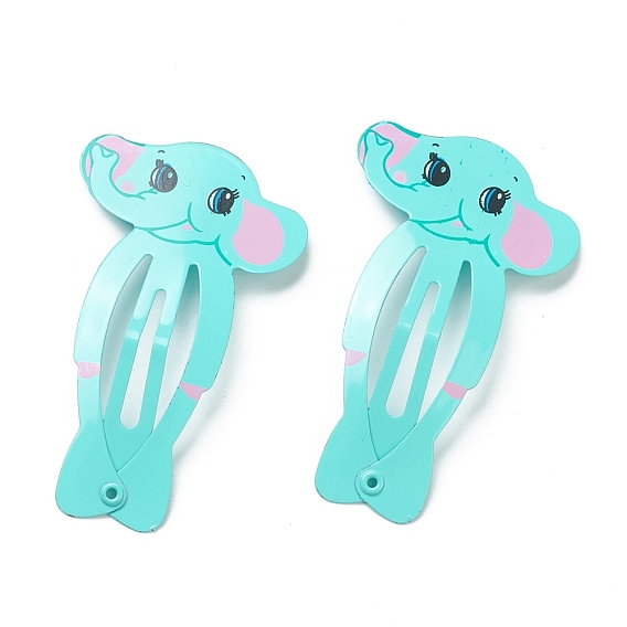 Cute Spray Painted Iron Snap Hair Clips, Elephant, for Childern