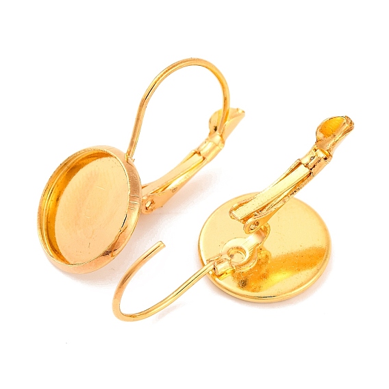 Латунная фурнитура Leverback для серег, без никеля , без свинца и без кадмия, плоско-круглые, 25x14 mm , лоток: 12 mm